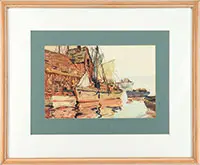 Anthony Thieme, Schooner at Motif #1, Watercolor & pencil