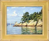 View from Rocky Neck by Kenneth Knowles, Oil on masonite, sold Feb 2014