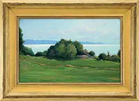 Peter Tysver, Eastern Point Light from Stage Fort Park, Oil on canvas