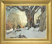 My Front Yard by William Lester Stevens, Oil on masonite, sold Feb 2014