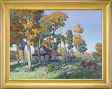 Thomas M. Nicholas, New England Sugar Shack, Large oil on canvas