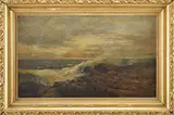 Laura Woodward, Crashing Waves on Coastal Rocks, Oil on canvas