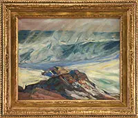 Windswept Wave by Charles Herbert Woodbury, Oil on canvas, sold Feb 2014