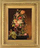 Eva Schütz, Flowers in a Glass Vase, Oil on canvas