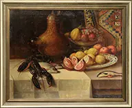 J. Heimbuchen, Still Life with Lobster and Fruit, Oil on canvas