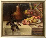 J. Heimbuchen, Still Life with Lobster and Fruit, Oil on canvas
