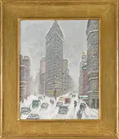 Guy A. Wiggins, Snowstorm Over the Flatiron Building New York City, Oil on canvas