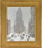 Guy A. Wiggins, Snowstorm Over the Flatiron Building New York City, Oil on canvas