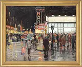 Vladimir Lebedev, Busy New York Street, Oil on canvas