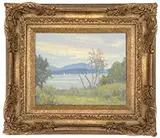 Charles Henry Richert, Two Works: Coastal View with Rowboat and New Hampshire Landscape, Oil on boards