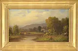 Charles Wilson Knapp, Landscape with Cows Grazing by a Stream, Oil on canvas