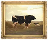 Marsden, Portrait of a Prized Steer in Landscape, Oil on canvas