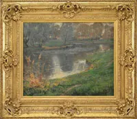 Summer Landscape with Winding River by Charles Francis Browne, Oil on canvas, sold Feb 2014