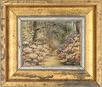 Rosalie Chartrand Chaplin, Southern View of Flowering Bushes & Moss, Oil on canvas mounted to masonite