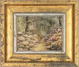 Rosalie Chartrand Chaplin, Southern View of Flowering Bushes & Moss, Oil on canvas mounted to masonite