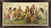 Troy Denton, Passing the Peace Pipe, Oil on canvas