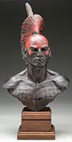 Jud Hartmann, Warrior Brave, Bronze Mounted to a wood stepped plinth