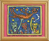 James Rizzi, Cool Cats Out Drinking, Gouache on paper