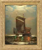 James Gayle Tyler, Sloops-Night Running, Oil on canvas