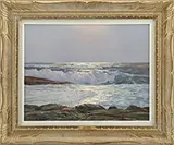 Leonard C. Lane, Moonlit Breakers, Oil on canvas