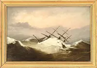 F W Fritche, Ship in Distress, Oil on canvas
