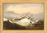 F W Fritche, Ship in Distress, Oil on canvas
