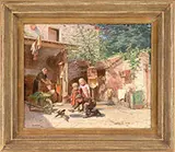Théophile Emmanuel Duverger, The Children’s Pet Bird, Oil on wood panel