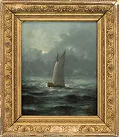 Signed, Sailing Under Evening Skies, Oil on canvas on board