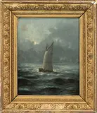Signed, Sailing Under Evening Skies, Oil on canvas on board