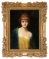 Alexei Harlamoff, Portrait of a Young Woman in Yellow Dress, Oil on canvas