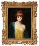Alexei Harlamoff, Portrait of a Young Woman in Yellow Dress, Oil on canvas