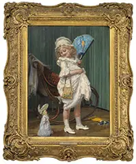 Hedwig Mechle-Grossmann, Young Girl with Her Doll, Oil on wood panel