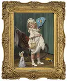 Hedwig Mechle-Grossmann, Young Girl with Her Doll, Oil on wood panel