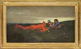 Harlequin Playing Cards by Eduardo Zamacois y Zabala, Oil on canvas, sold Feb 2014