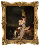 Unsigned, Genre Scene of a Mourning Family, Oil on canvas