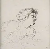 Late Herod by Or Guercino Old Master Drawing Giovanni F. Barbieri, Pen and brown ink on paper laid down on paper, sold Feb 2014