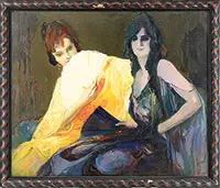 Alexander Oscar Levy, The Fans, Large oil on canvas