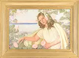 Emma Eilers, Heavenly Blues Young Girl with Morning Glories, Oil on canvas