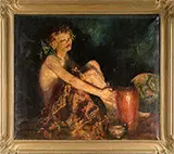 Indiana Gyberson, Model with Red Vase, Oil on canvas