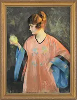 Guy Hoff, Young Woman in Kimono, Pastel on canvas