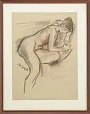 Moses Soyer, Resting Nude, Conte drawing