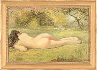 Albert Babb Insley, Nude in Landscape, Oil on canvas