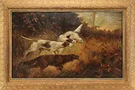 Unsigned, Setters on Point, Oil on canvas