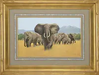 Roy Thompsen, Two Works: African Animals, 1) Herd of Elephants Acrylic