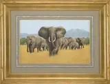 Roy Thompsen, Two Works: African Animals, 1) Herd of Elephants Acrylic