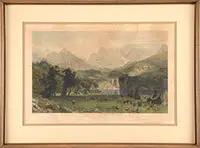 Albert Bierstadt, The Rocky Mountains, Lander’s Peak, Colored steel engraving, 1866, Engraved by James Smillie
