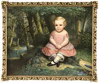 Portrait of a Child in Landscape by Unsigned, Outstanding oil on canvas, sold Feb 2014