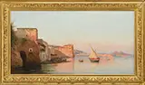 Allessandro Volpe, View of Naples Harbor, Oil on canvas