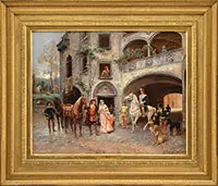 Cesare Auguste Detti, Leaving the Villa, Oil on canvas