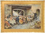 F. Marchis, Toasting in the Tavern, Watercolor